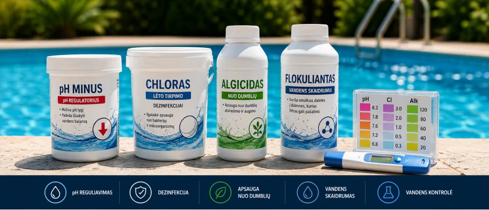 5 prodotti chimici essenziali per la piscina