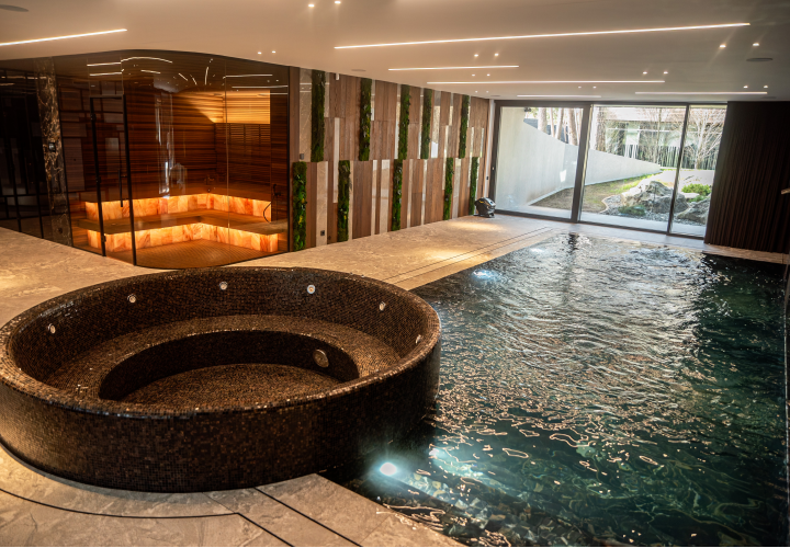 Progetto di sauna a infrarossi privata e piscina