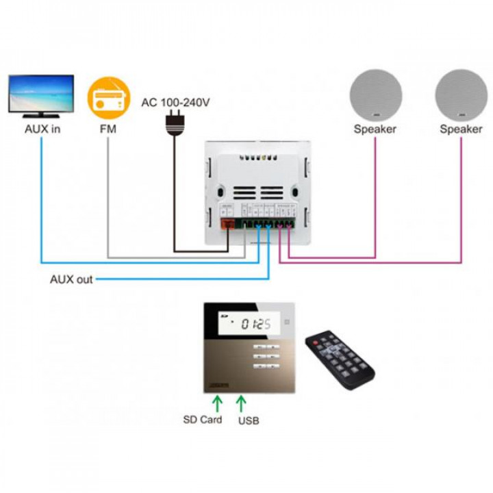 Amplificatore musicale Smart Home su parete DSPPA DM835. Nero
