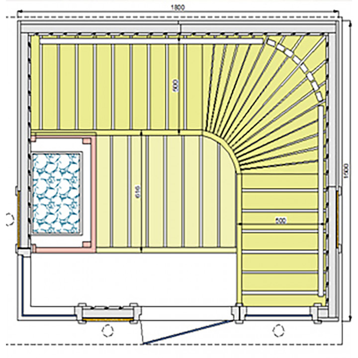 Cabina sauna Leili Exclusive, 150x180cm