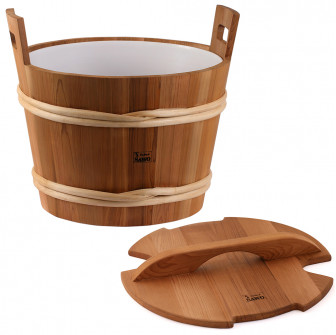Secchio in legno SAWO con coperchio, cedro, 40 l