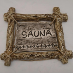 Piastra per porta SAUNA con cornice di rami  Piastra per porta SAUNA con cornice di rami
