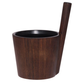 Secchio da sauna Rento in bambù scuro con inserto nero, 5 L 