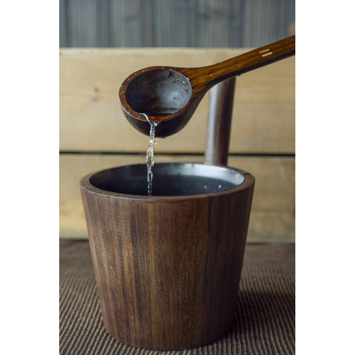 Secchio da sauna Rento in bambù scuro con inserto nero, 5 L