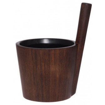 Secchio da sauna Rento in bambù scuro con inserto nero, 5 L