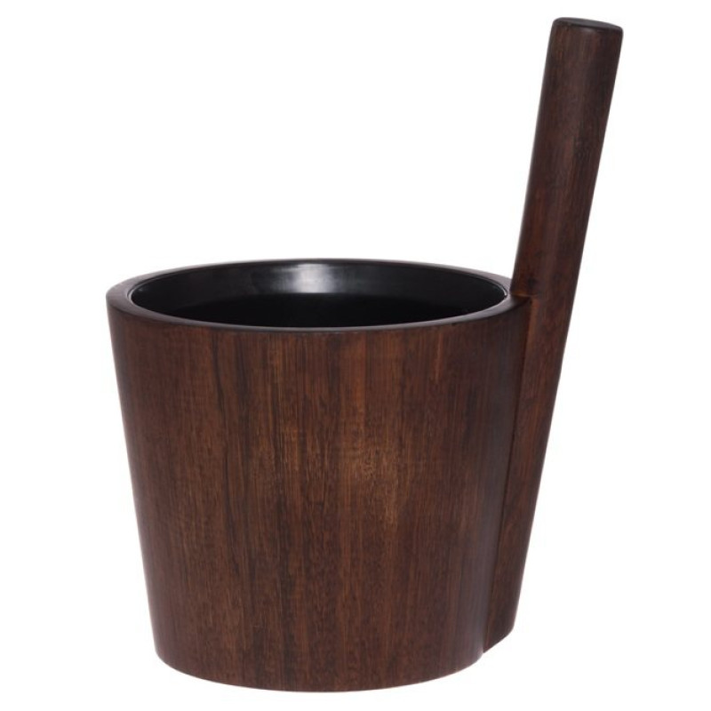 Secchio da sauna Rento in bambù scuro con inserto nero, 5 L
