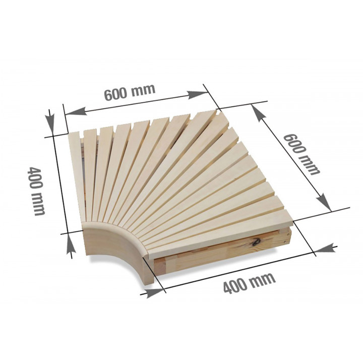 Modulo angolare per panche da sauna modulari, 400x400 mm, Aspen
