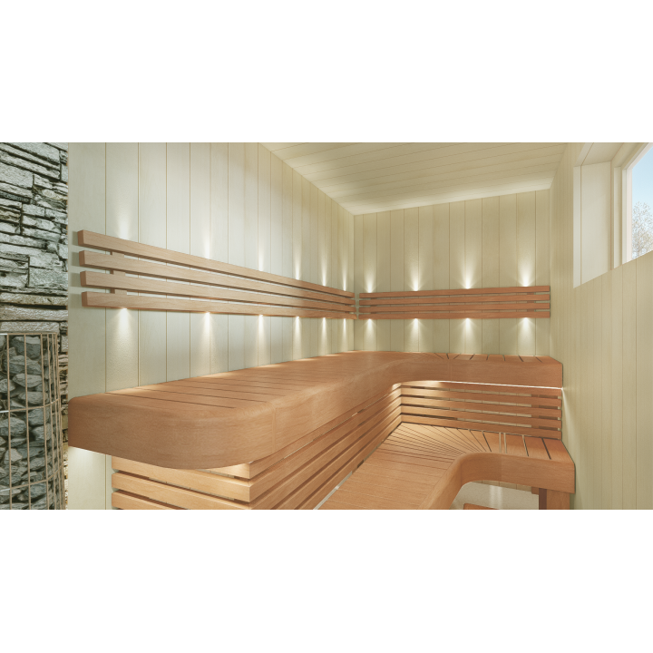 Modulo angolare per panche da sauna modulari, 400x400 mm, in legno di ontano.