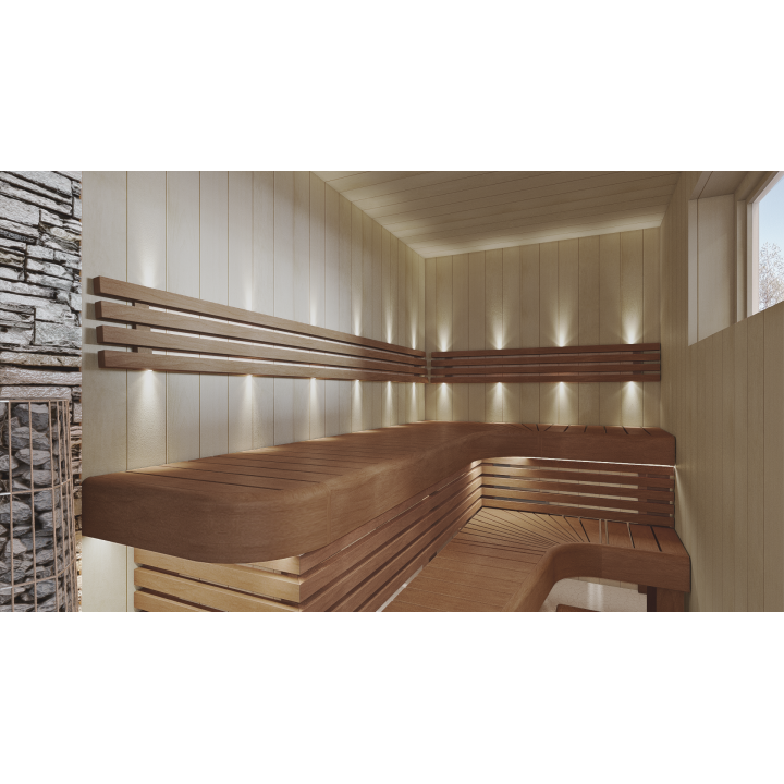 Modulo angolare per panche da sauna modulari, 400x400 mm, pioppo tremulo trattato termicamente
