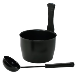 Set secchio e mestolo in acciaio, nero  Set secchio e mestolo in acciaio, nero