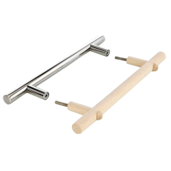 Set di maniglie per porte in acciaio inox e legno  Set di maniglie per porte in acciaio inox e legno