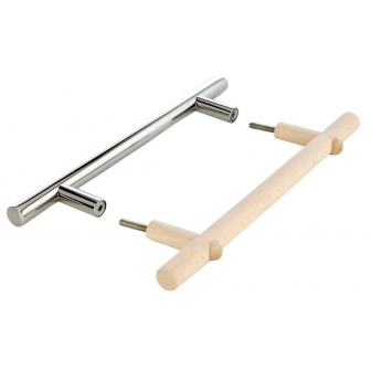 Set di maniglie per porte in acciaio inox e legno