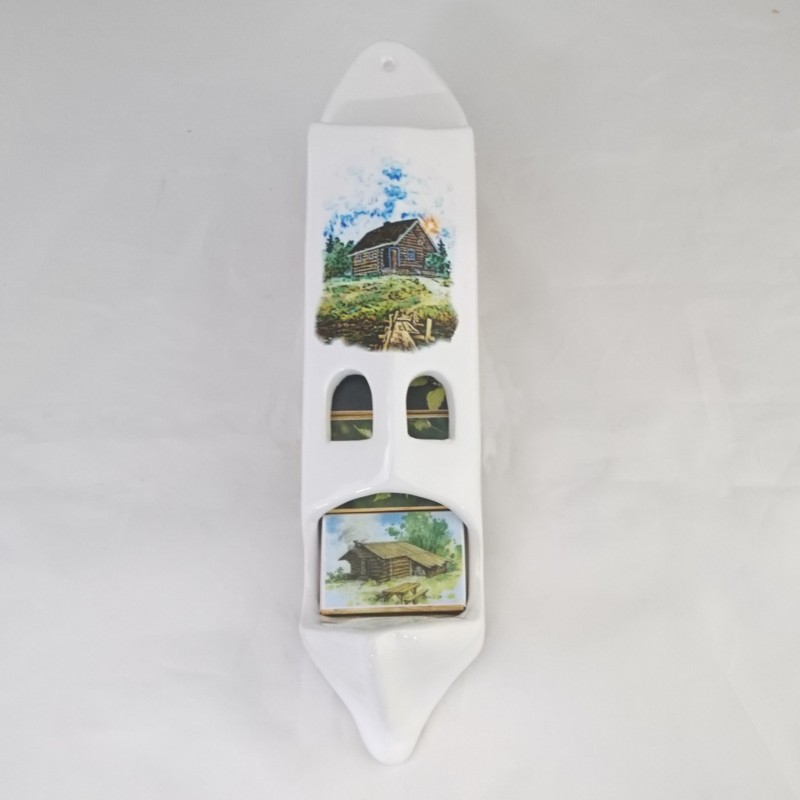 Porta fiammiferi in ceramica con 5 scatole di fiammiferi