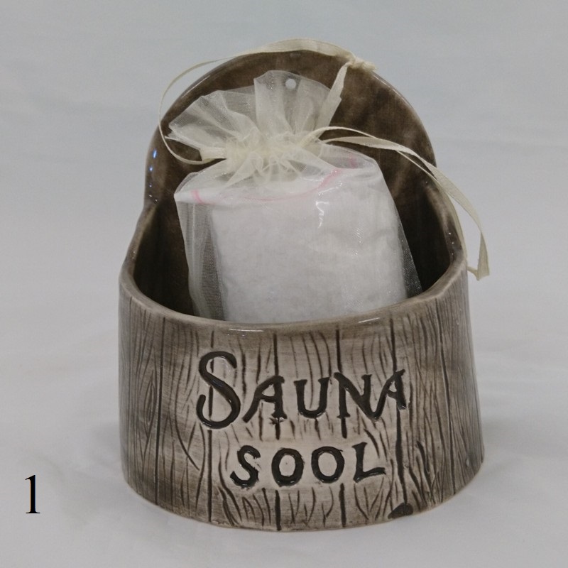 Contenitore di sale in ceramica per sauna - scuro 250 ml