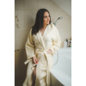 Accappatoio in cotone con cappuccio, panna - 0