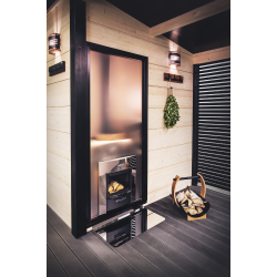 Parete in vetro HARVIA Duo 9 x 21, compreso telaio, alluminio nero 