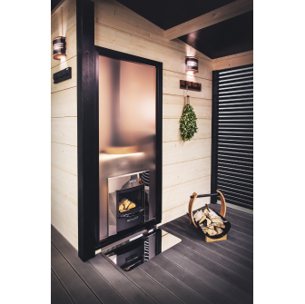 Parete in vetro HARVIA Duo 9 x 21, compreso telaio, alluminio nero