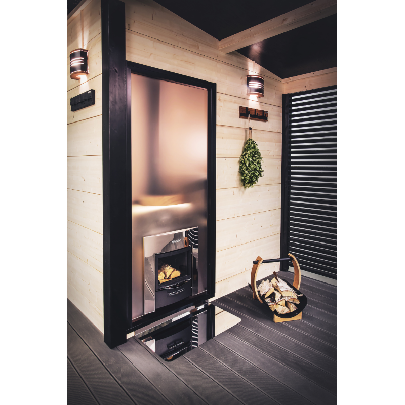 Parete in vetro HARVIA Duo 9 x 19 con telaio, alluminio nero