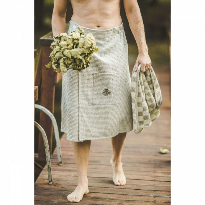 Grembiule da sauna per uomo, in lino