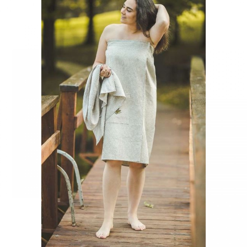 Grembiule da sauna per donna, in lino