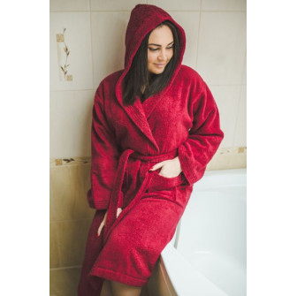 Accappatoio in cotone con cappuccio, rosso