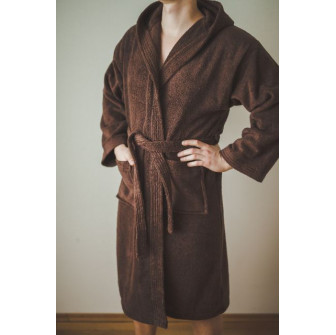 Accappatoio in cotone con cappuccio, marrone