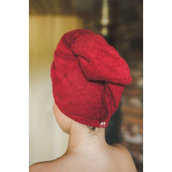 Asciugamano per capelli - cotone, rosso  Asciugamano per capelli - cotone, rosso