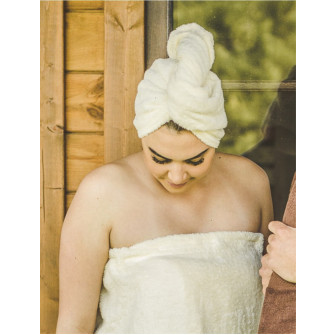 Asciugamano per capelli - cotone, crema