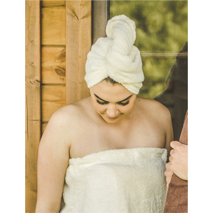 Asciugamano per capelli - cotone, crema