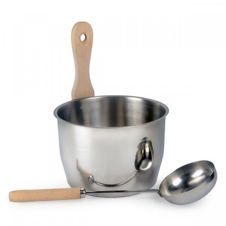 Set secchio e mestolo per sauna, MORE STEAM, OPTIMAL 4 L