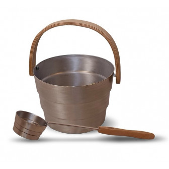 Set secchio e mestolo SAUNIA PYORRE 6 l, alluminio