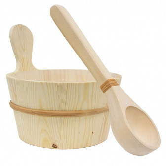 Secchio in legno SAWO da 4 l e mestolo da 36 cm, pino