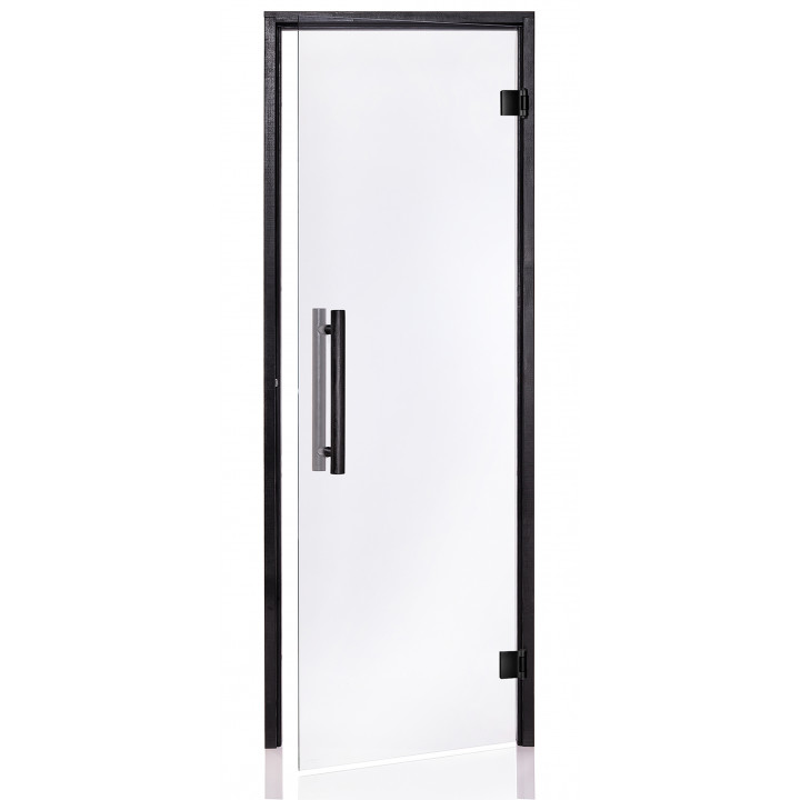 Porta per sauna in vetro AD, telaio nero, 70 x 210, trasparente