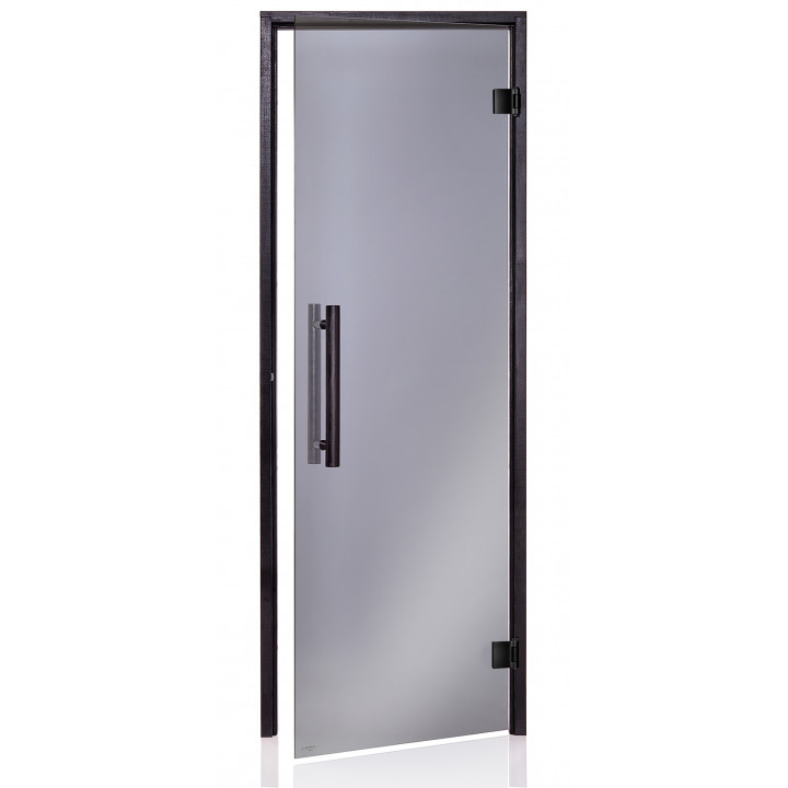 Porta per sauna in vetro AD, telaio nero, 80 x 190, grigio