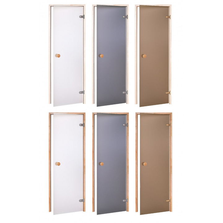 Porte per sauna in vetro AD STANDARD, vetro opaco, 80 x 210, ontano, trasparente opaco