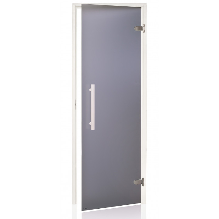 Porta per sauna in vetro AD, telaio bianco, 80 x 190, grigio