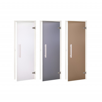 Porta per sauna in vetro AD, telaio bianco, vetro opaco