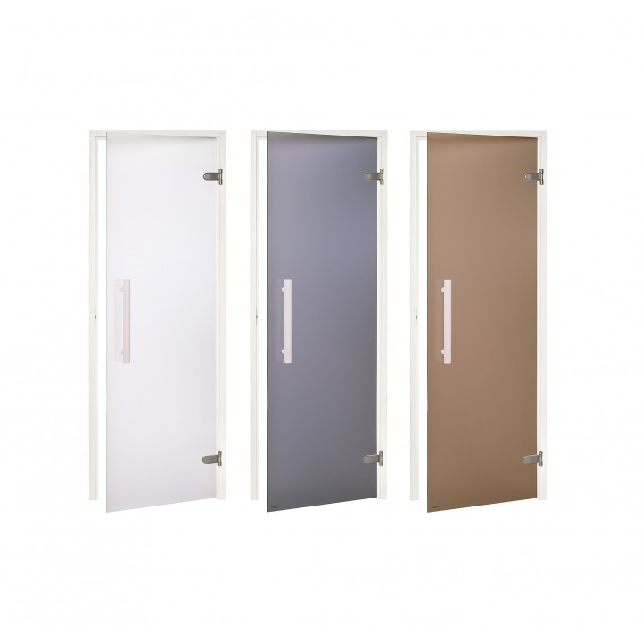 Porta per sauna in vetro AD, telaio bianco, vetro opaco