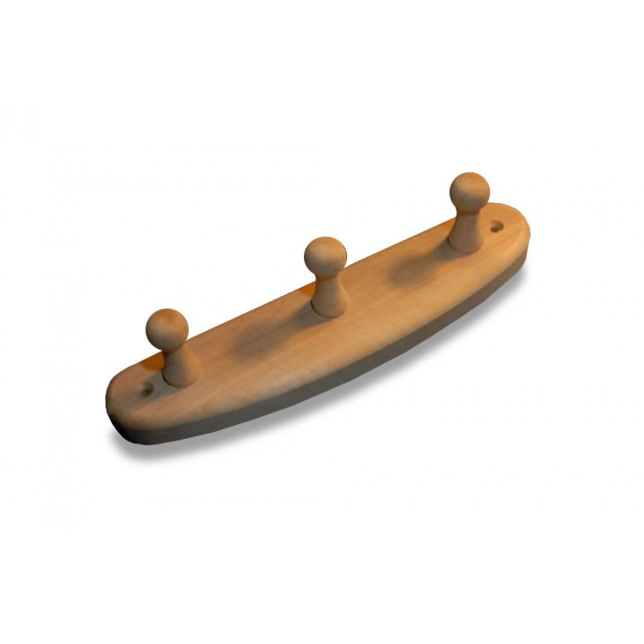 Appendiabiti in legno di ontano con 3 ganci