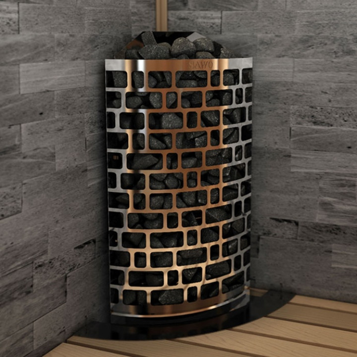 Stufa elettrica per sauna – SAWOTEC Ari Corner 7,5 kW, senza unità di controllo