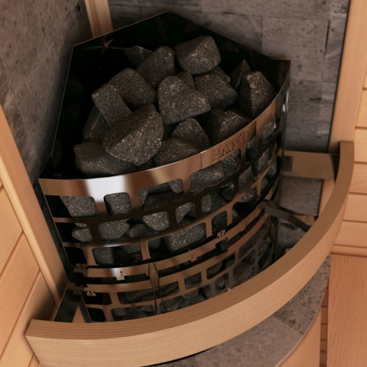 Stufa elettrica per sauna – SAWOTEC Ari Corner 7,5 kW, senza unità di controllo