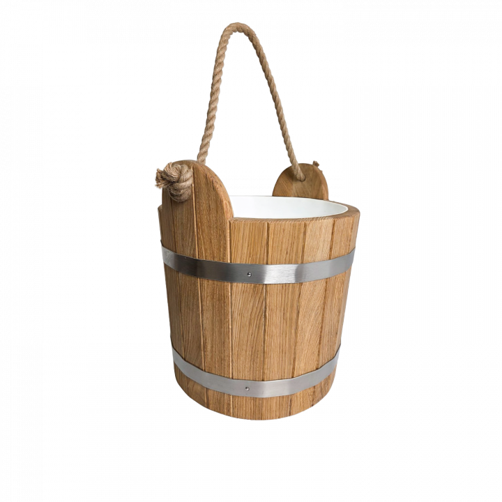 Secchio da sauna in rovere con manico in corda, 12 l