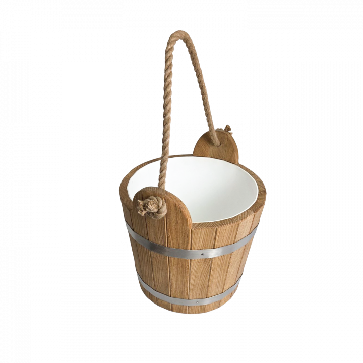 Secchio da sauna in rovere con manico in corda, 12 l
