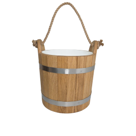 Secchio da sauna in rovere con manico in corda, 12 l 