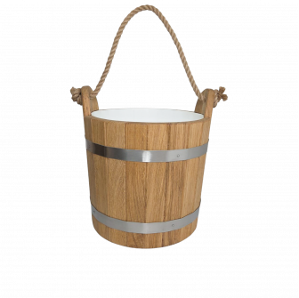 Secchio da sauna in rovere con manico in corda, 12 l