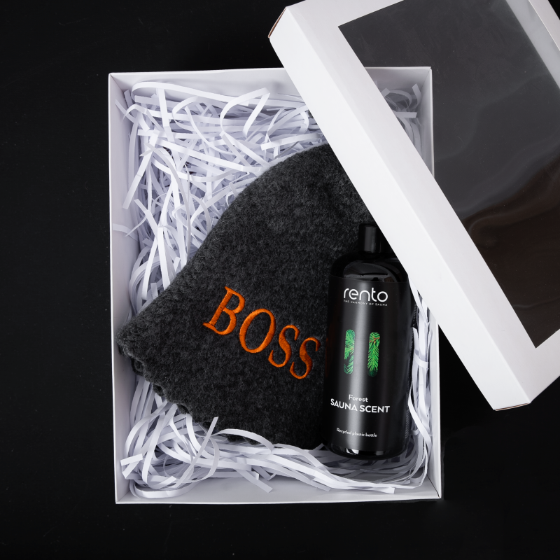 Set regalo BOSS in confezione regalo. Tappo ed essenza di fragranza.