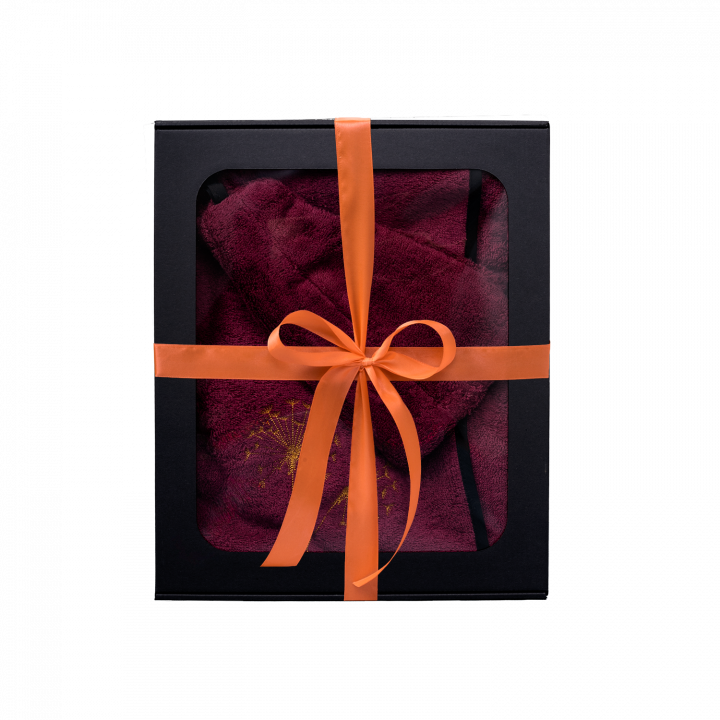 Set regalo in confezione regalo per LEI. Cappello e grembiule da sauna da donna - BORDEAUX