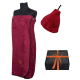 Set regalo in confezione regalo per LEI. Cappello e grembiule da sauna da donna - BORDEAUX