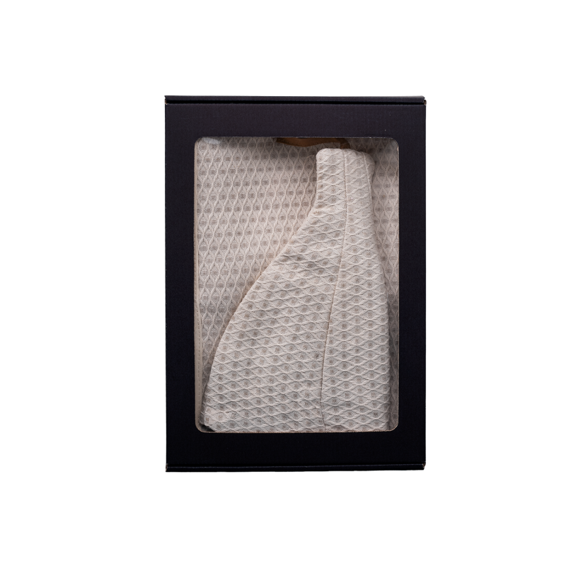 Set regalo in confezione regalo per LEI. Cappello e grembiule da sauna da donna - LINO