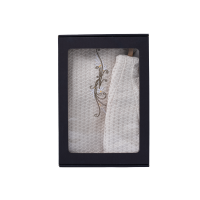 Set regalo in confezione regalo per LEI. Cappello e grembiule da sauna da donna - LINO, ricamato